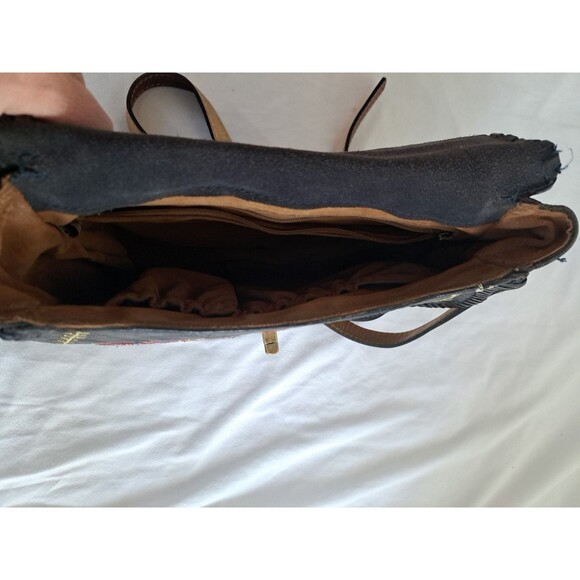 Patricia Nash Arezzo Saddle Bag Black Leather Purse Embroidered - Picture 15 of 16